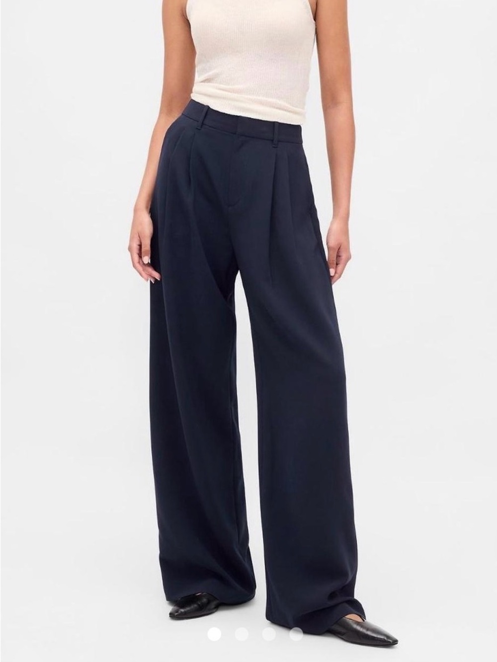 GAP Navy Wide-Leg Pleated Trousers